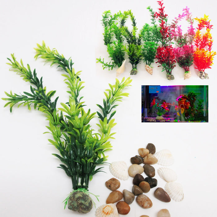 6 PC Aquarium Fish Tank Grass Decorations Artificial Landscape Plastic Plants