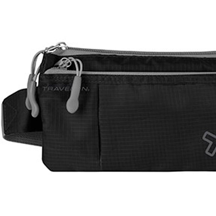 Travelon Waist Fanny Pack Travel 6 Pocket Adjustable Pouch Belt Bag Black New !