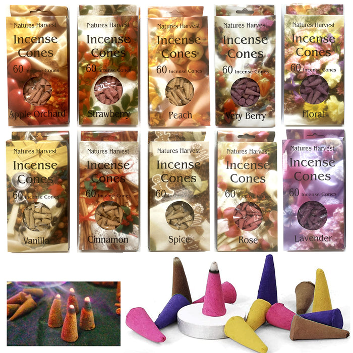 600 Pc Bulk Incense Cones Assorted Scents Variety Pack Mixed Burning Fragrances