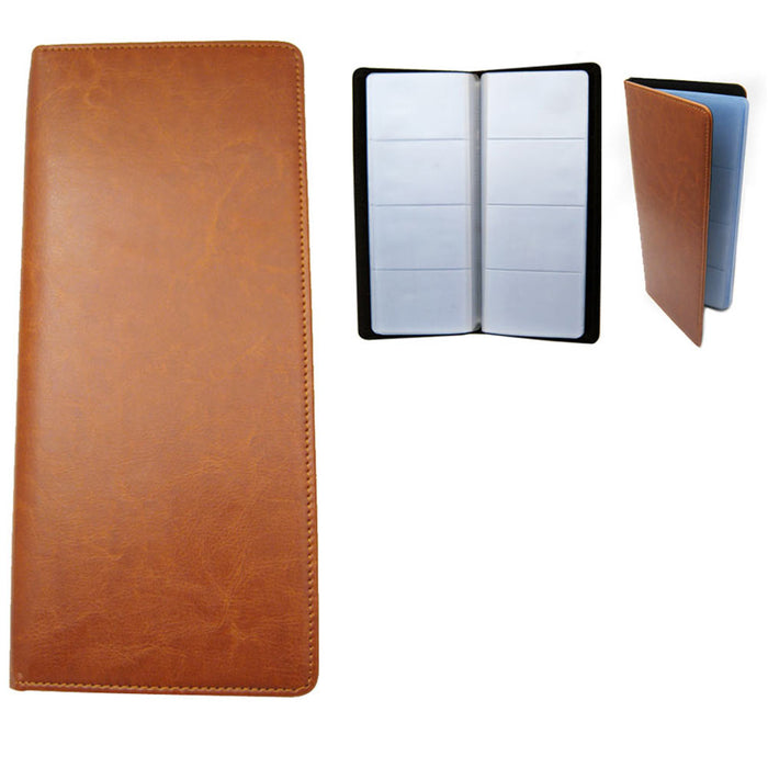 Faux Leather Business Name Credit ID 96 Card Organizer Holder Tan Book Office