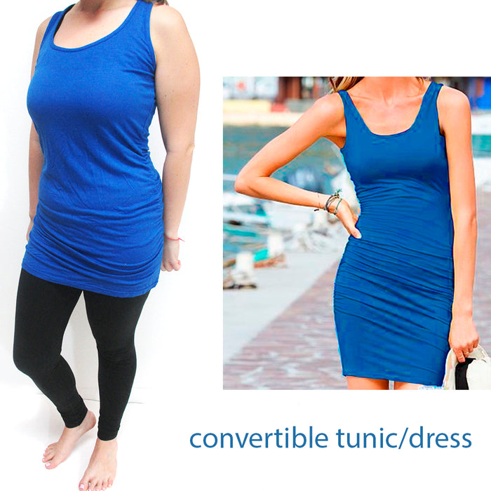 1 Womens Casual Sleeveless Long Scoop Neck Tunic Blouse Top Mini Dress T-Shirt !