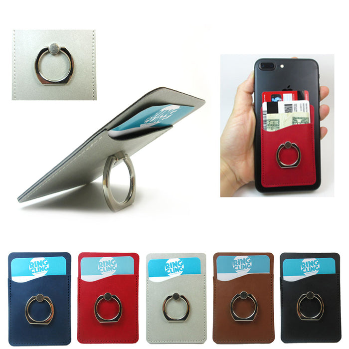 5 Pack Adhesive Credit Card Cell Pocket Money Pouch Holder Case Phone Ring Stand