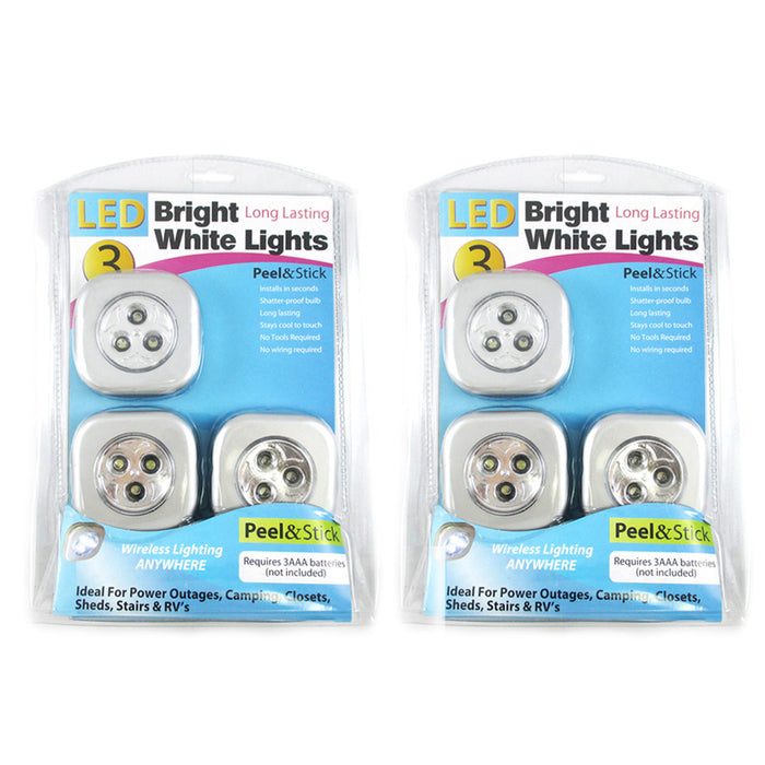 6 LED Touch Push On Off Lights Stick Long Lasting Bright White Camping Closets