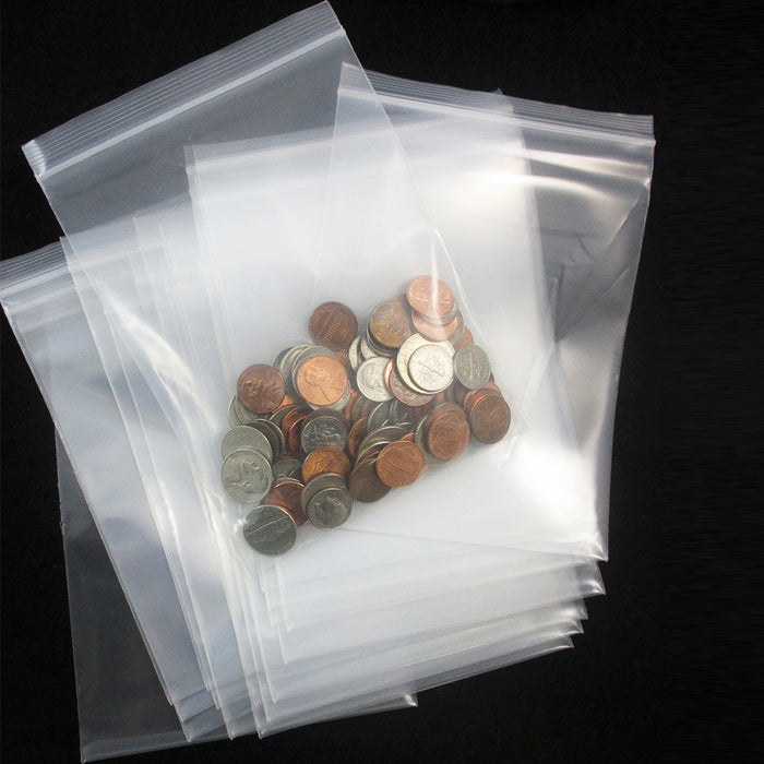 Pack of 100 Clear Zipper Bags 5" x 7" Seal Reclosable 2 Mil Poly Jewelry Baggies