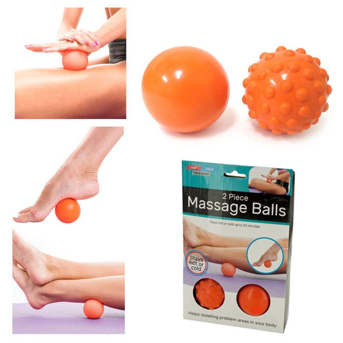 2 Pc Hot Cold Therapy Massage Balls Set Trigger Point Deep Tissue Muscle Relief