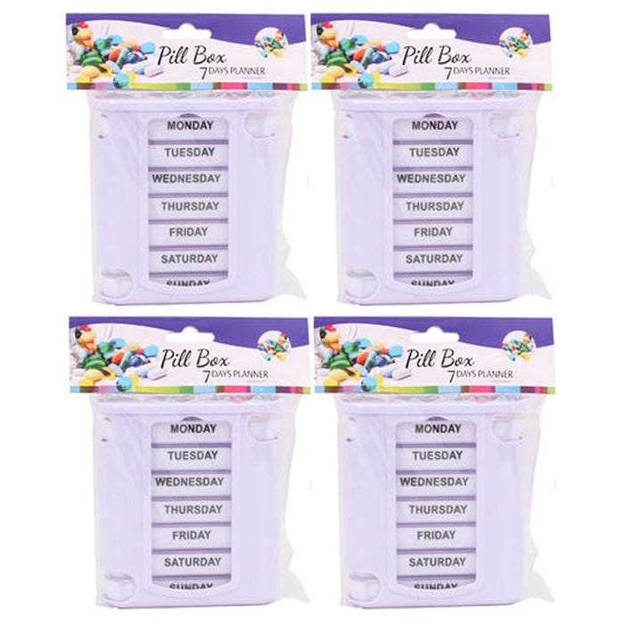 4 Pc Weekly Pill Box Organizer Storage 7 Day Medicine Travel Portable Container