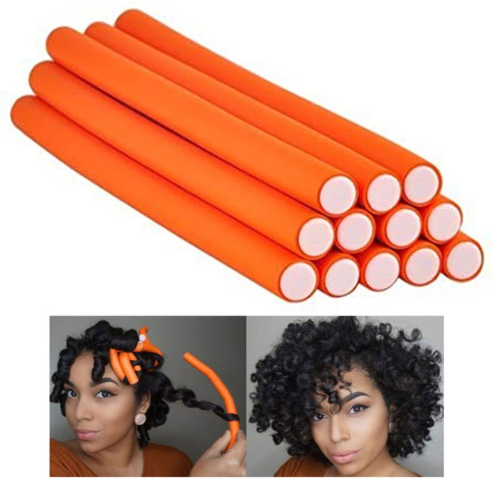 20 Pc Slim Flex Rods Spiral Twist Curls Wavy Hair Flexi Foam Roller Curler Set