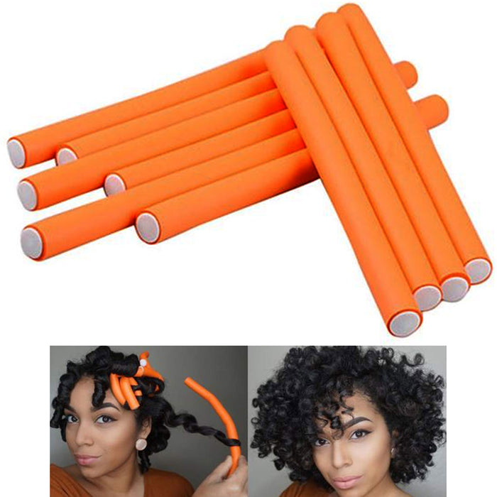 10 X Slim Curl Hair Rollers Perm Rods Flexi Curlers Soft Foam Bend Salon Styling