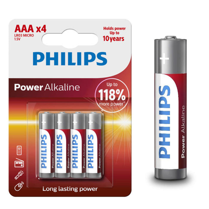 24 Pc Philips Alkaline Batteries 1.5V AAA LR03 AM4 Micro Exp 2026 Long Last Bulk