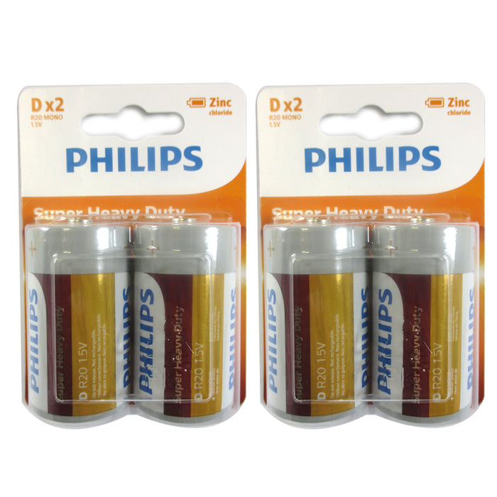 12PC Philips D Batteries R20 Battery 1.5V Heavy Duty Power Everyday Use Exp 2022