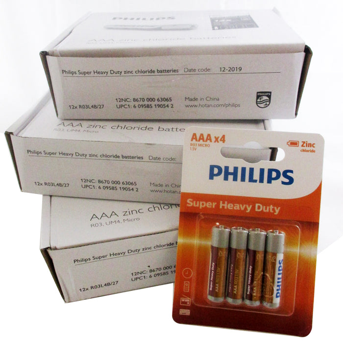 144 Philips AAA Batteries Super Heavy Duty Zinc Chloride R03 Micro 1.5V Exp 2022