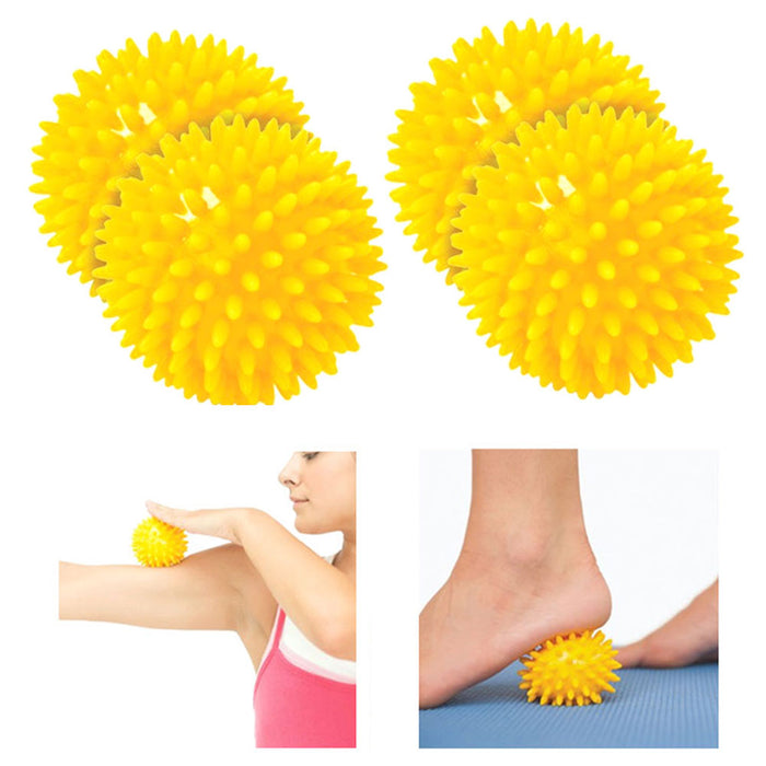 4 Pc Spiky Massage Ball Set Foot Massage Acupressure Plantar Fasciitis Hard Soft