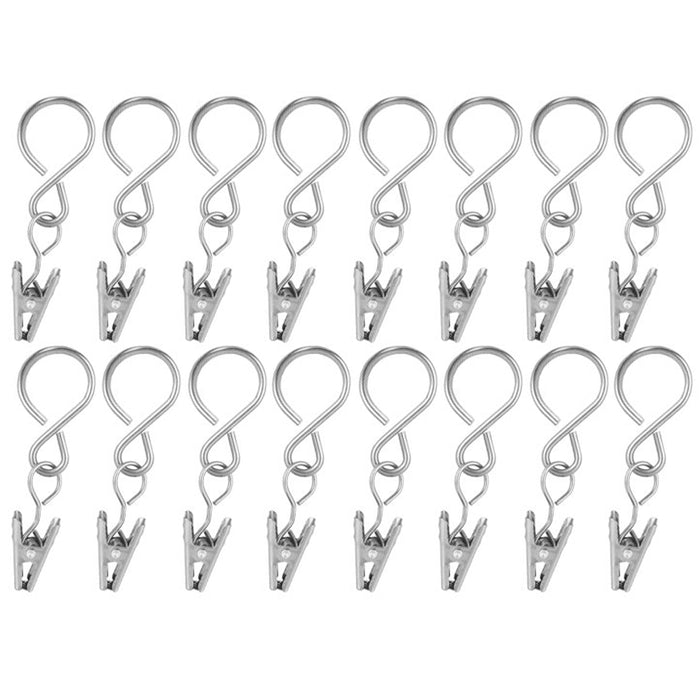 16 Pc Metal Hanging Hooks Clips String Lights Wire Curtain Rod Rings 22mm 7/8"