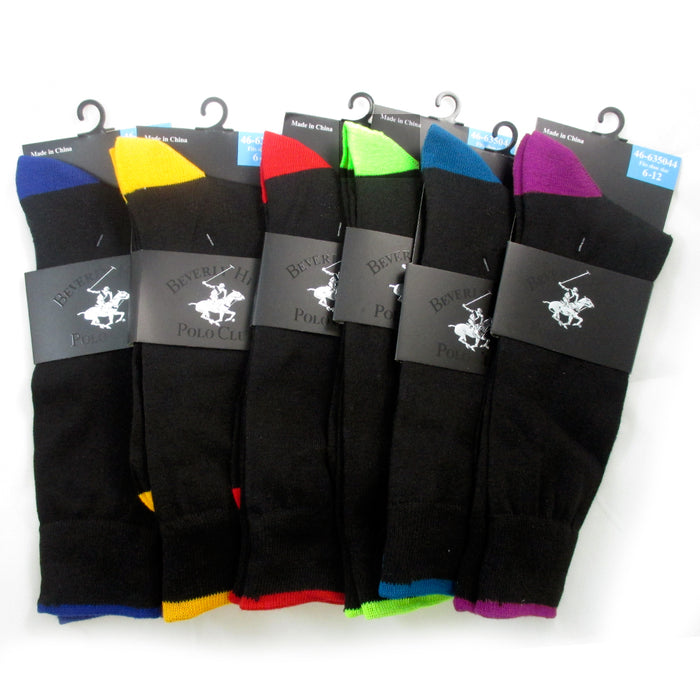 12 Pairs Beverly Hills Polo Club Mens Dress Socks Shoe Size 6-12 Casual Patern