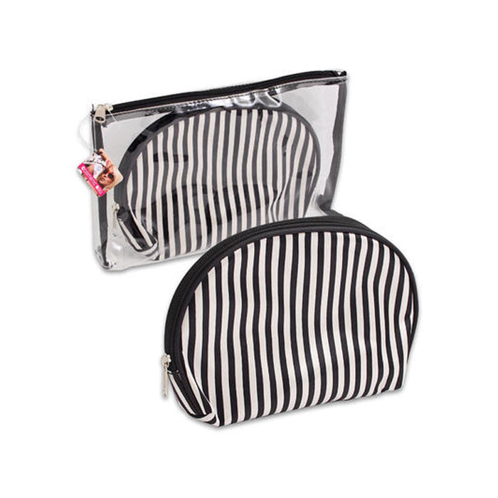 2 Pc Cosmetic Bag Set Makeup Clear Plastic Toiletry Travel Bag Pouch Organizer