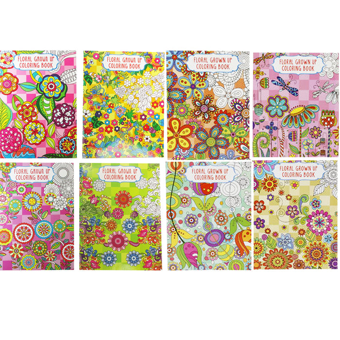 6X Adult Coloring Books Floral Designs Color Pages Stress Relief Relax Paperback