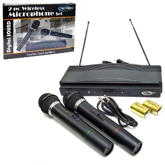 2 Pc Karaoke Cordless Mic Handheld Wireless Microphone Receiver System Music