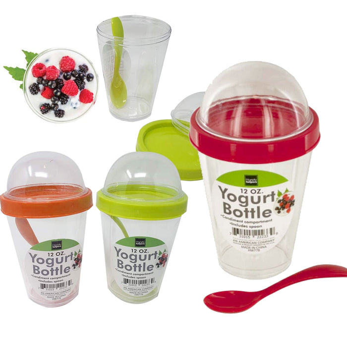 4 Sets Breakfast On The Go Cups Yogurt Cup Cereal Oatmeal Container Travel 12 Oz