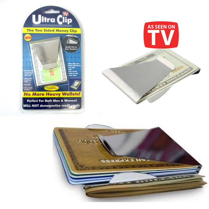 Ultra Slim Double Sided Money Clip Cash Credit Card Holder Wallet As Seen On Tv