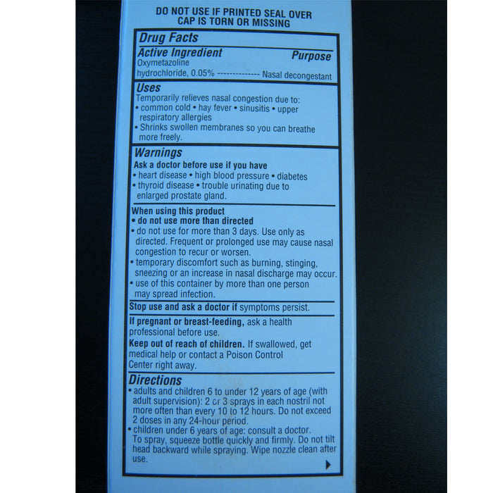 Decongestant Nasal Spray 12 Hour Oxymetazoline Allergy Sinus Strength Relief !