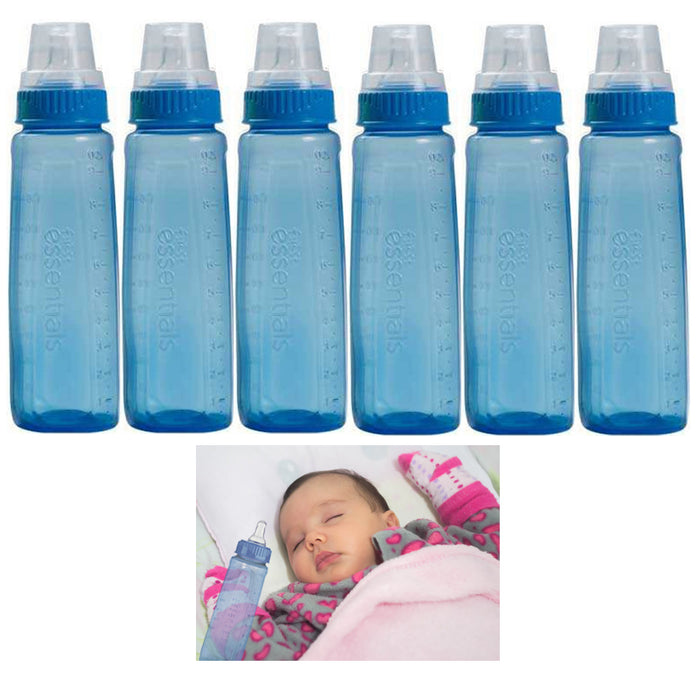 6 Gerber Bottles First Essentials 9 Oz BPA Free Baby Leak Proof Baby Blue Feeder
