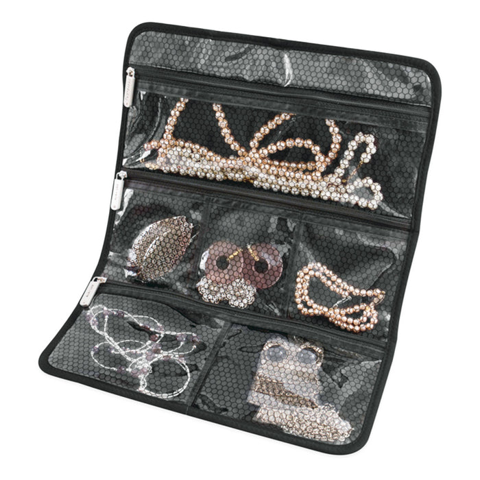 1 Jewelry Roll Black Holder Storage Necklace Chain Ring Bracelet Travel Display