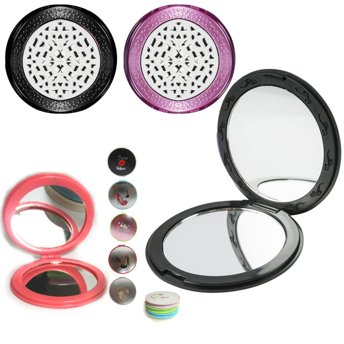 12 Makeup Cosmetic Folding Portable Compact Pocket Mirror Vintage Purse Travel