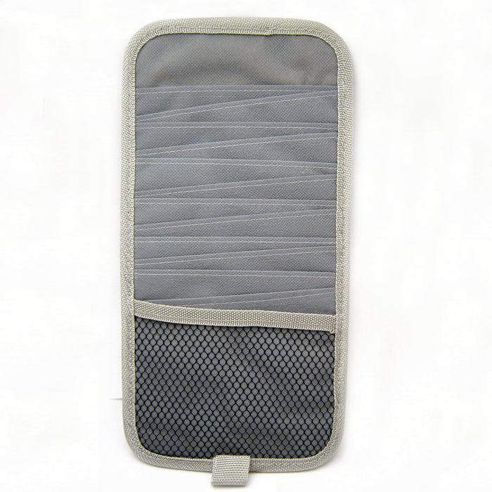 12 Disc Capacity CD Car Sun Visor Storage Dvd Holder Grey Pocket Case Organizer
