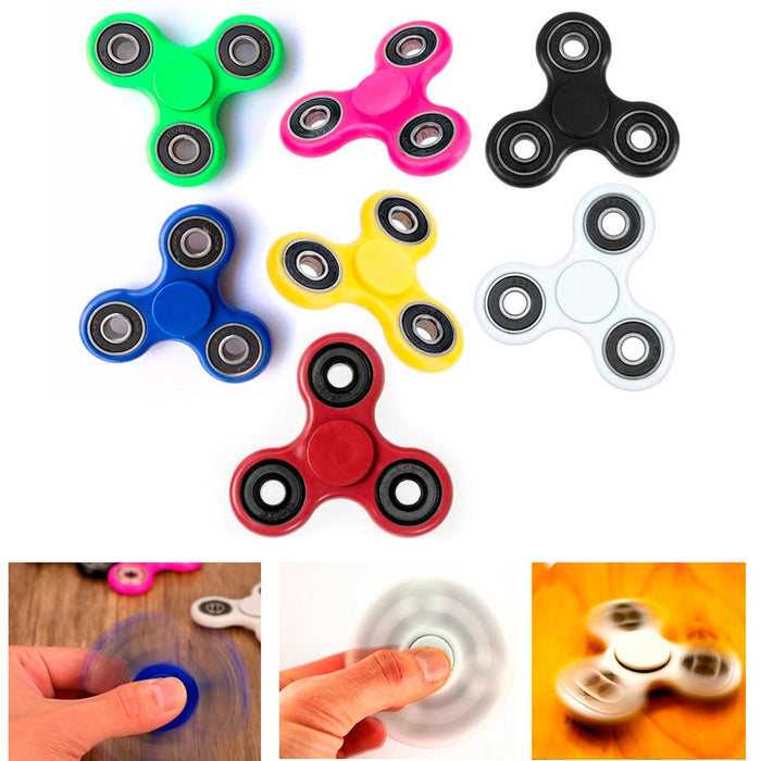 6 Pc Tri-Spinner Fidget Toy Metal Ball EDC Hand Finger Spinner Desk Focus ADHD