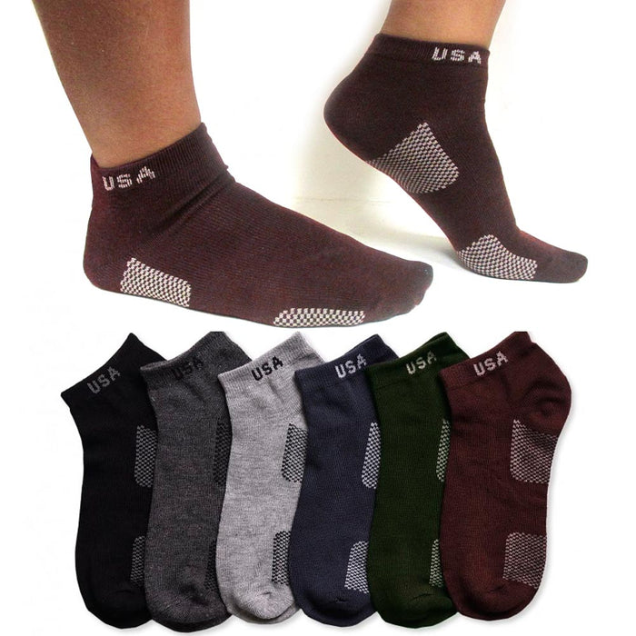 12 Pair Men Women Sport Ankle Quarter Socks Crew Usa Spandex Dress Ped Size 9-11