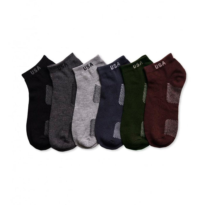 6 Pair Usa Logo Ankle Socks Low Cut Fit Crew Size 9-11 Sports Unisex Casual