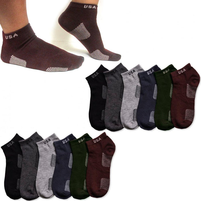 12 Pair Men Women Sport Ankle Quarter Socks Crew Usa Spandex Dress Ped Size 9-11