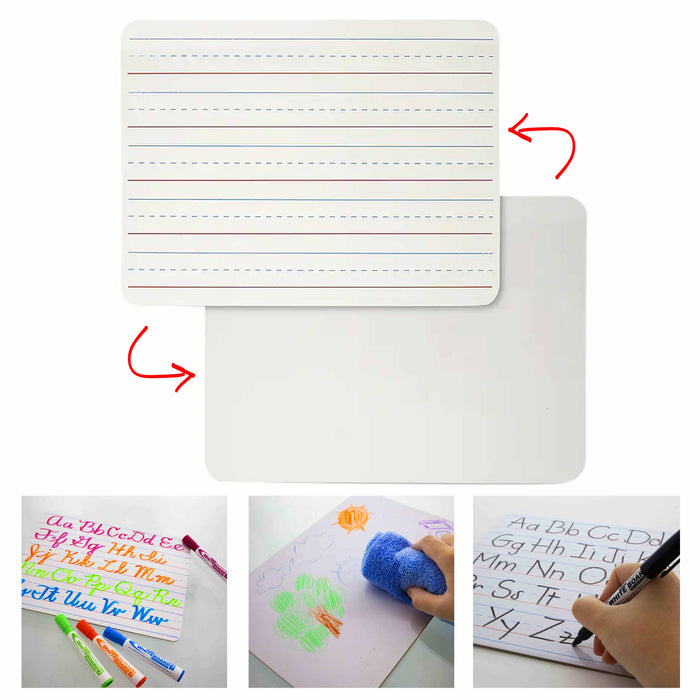 12 Pc BAZIC 9"X12" Dry Erase Lap Board Whiteboard Double Sided Homeschool Bulk