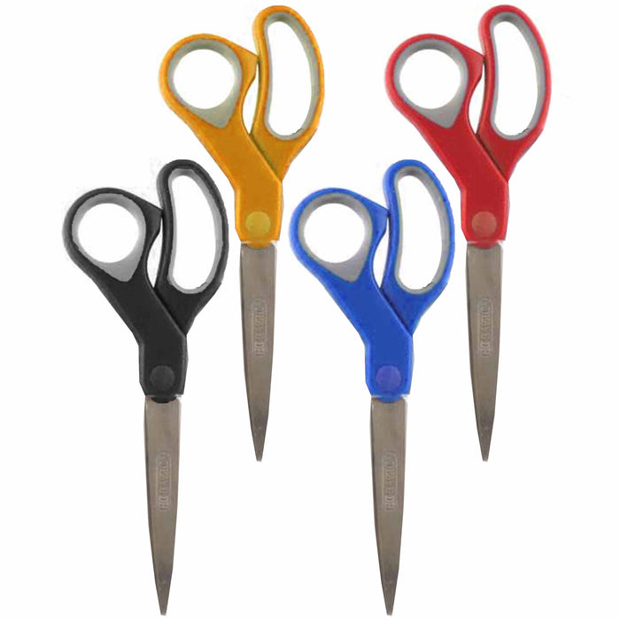 1 All Purpose Scissor Stainless 8 inch Steel Blades Ergonomic Soft Grip Craft