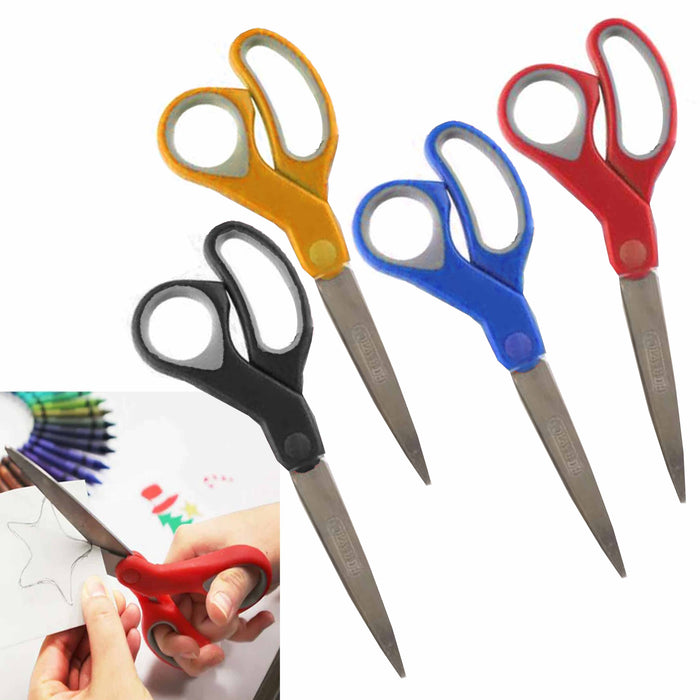 1 All Purpose Scissor Stainless 8 inch Steel Blades Ergonomic Soft Grip Craft