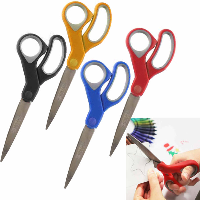 1 All Purpose Scissor Stainless 8 inch Steel Blades Ergonomic Soft Grip Craft