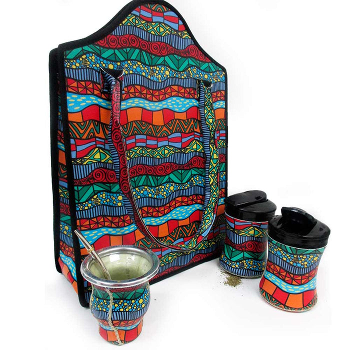 5Pc Argentina Yerba Mate Gourd Kit Cup Straw Bombilla Bag Yerba Container 2548