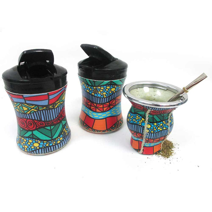 5Pc Argentina Yerba Mate Gourd Kit Cup Straw Bombilla Bag Yerba Container 2548