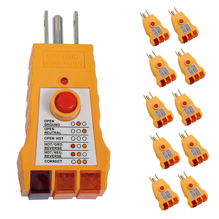 10 GFI Electrical Outlet Plug GFCI Receptacle Circuit Tester AC 3 Prong Outlet