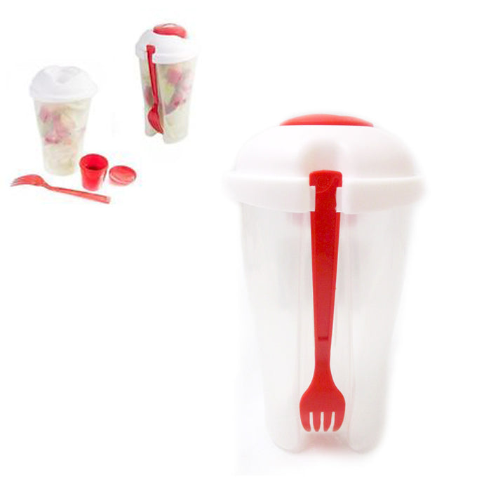 Fresh Salad Cup to Go Container Serving Shaker Dressing Storage Fork Lid Lunch