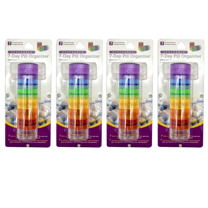 4 Pk Weekly Medicine 7 Day Pill Organizer Stackable Container Craft Bead Storage