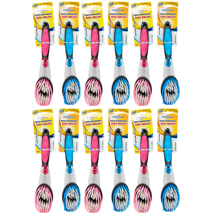 12 Pack Soap Dispensing Dish Brush Liquid Handle Sink Scrubber Washing Sponge
