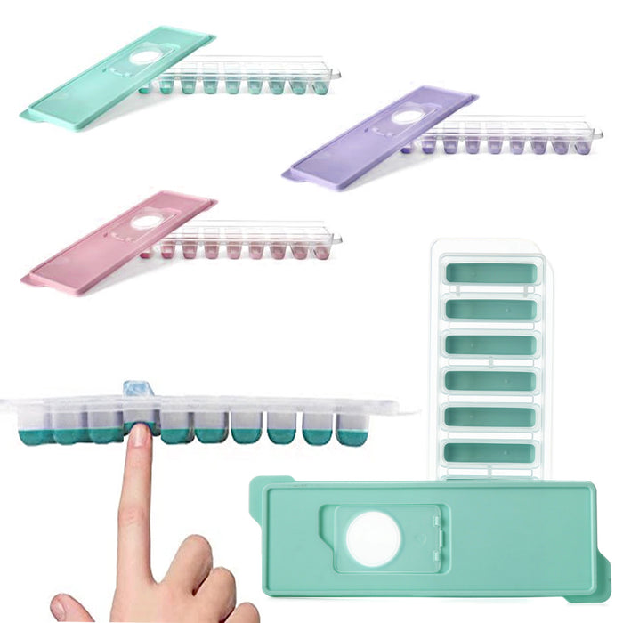 6 Pc Silicone Non Stick Ice Cube Tray Push Out With Flexible Bottom Rectangle