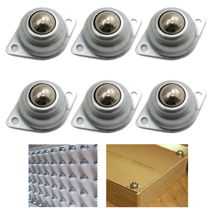 6pc Roller Ball Transfer Bearing Caster 5/8" Screw Mounted Round Ball Bull Wheel