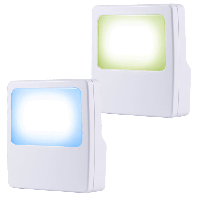 4 Pc LED Night Light Kids Soft Continuous Blue or Green Glow Flat Panel Design