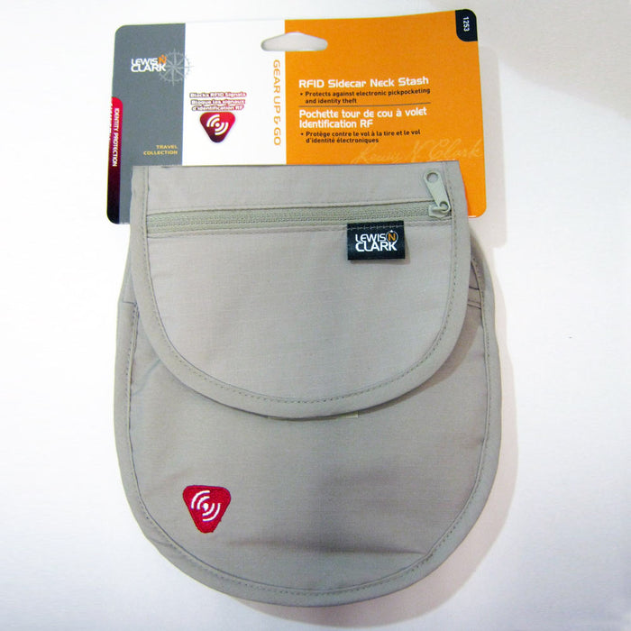 Lewis N Clark RIFD Sidecar Neck Stash Bag Hidden Safe Travel Pouch Money Wallet