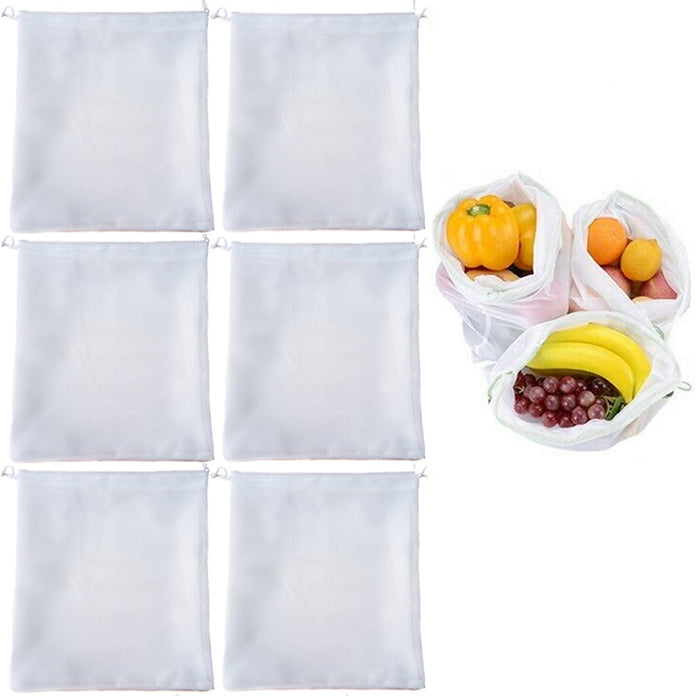 6 Reusable Produce Bag Drawstring Mesh Net Fruit Vegetable Grocery Food Storage