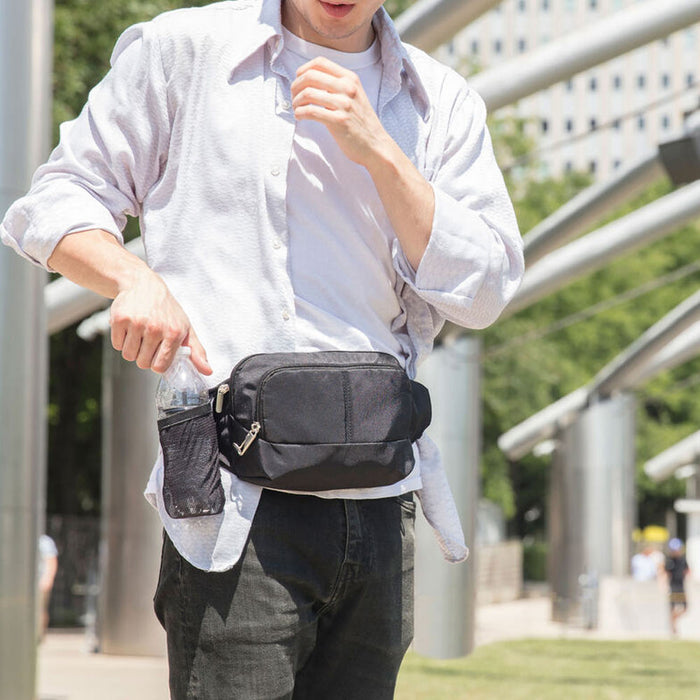 Travelon Waist Fanny Pack RFID Blocking Anti Theft Slim Travel Wallet Black New