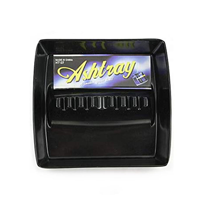 Black Plastic Ashtray Cigarette Cigar Ashes Holder Ash Tray Home Bar Square 5"