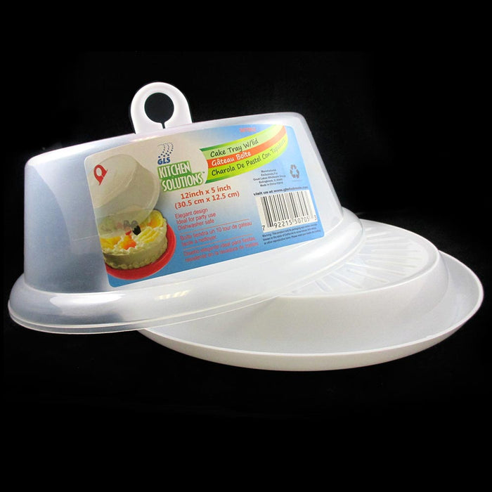 12" Cake Tray Cover Carrier Server Lid Portable Container Cupcakes Baked Goods